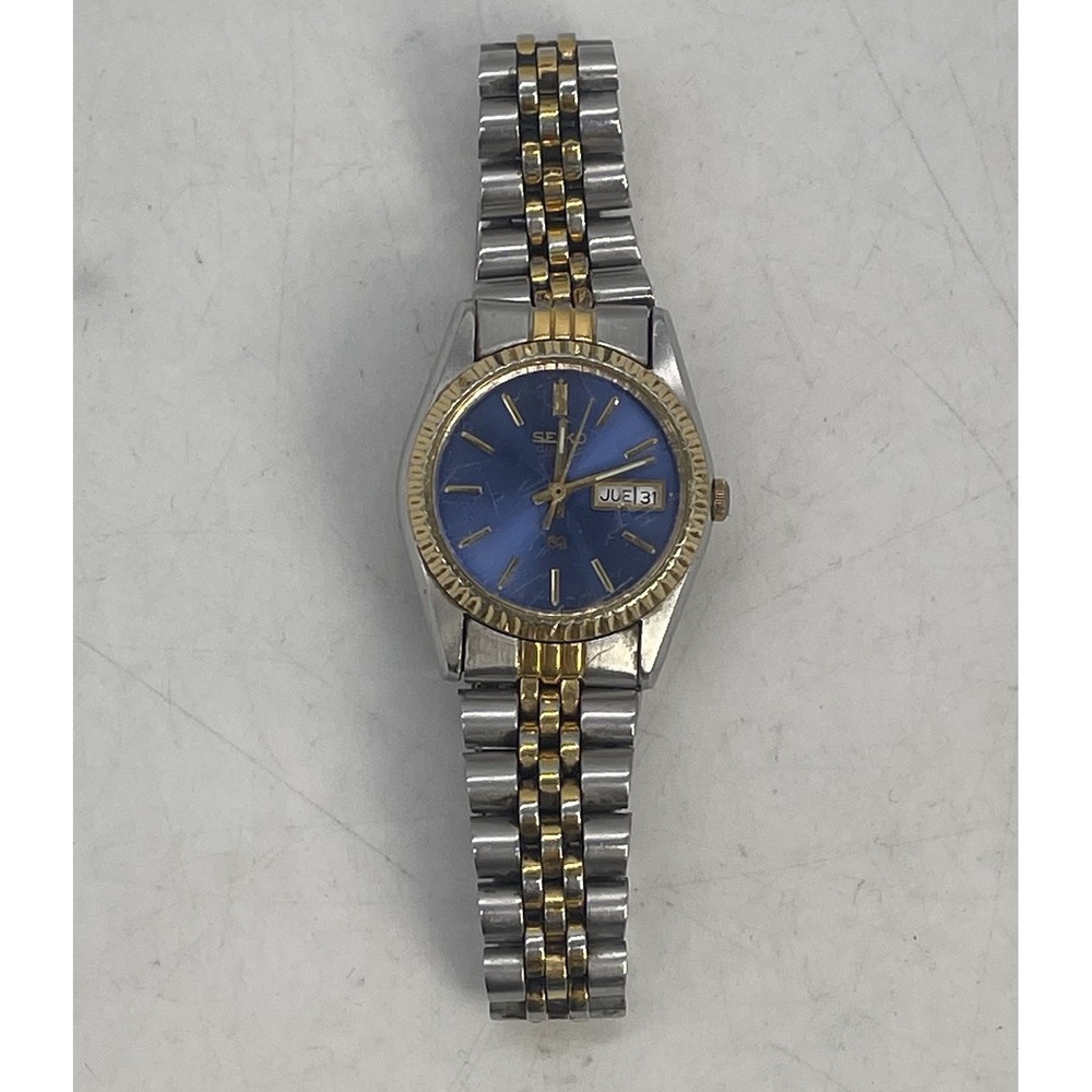 Ladies Seiko SQ Watch 3Y03-0169 24mm Blue Face Day Date #2.15